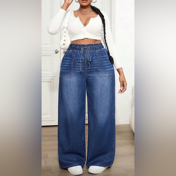 Blue Wide-Leg Women Jeans - Picture 3 of 9